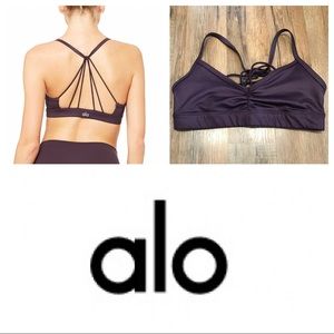 Alo yoga sunny strappy bra in eggplant